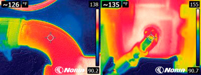 Figura 2. Imágenes que muestran las temperaturas de succión y drenado de la carcasa